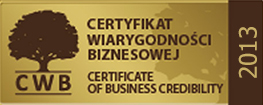 SANIN - CERTYFIKAT WIARYGODNOŚCI BIZNESOWEJ ZA ROK 2013